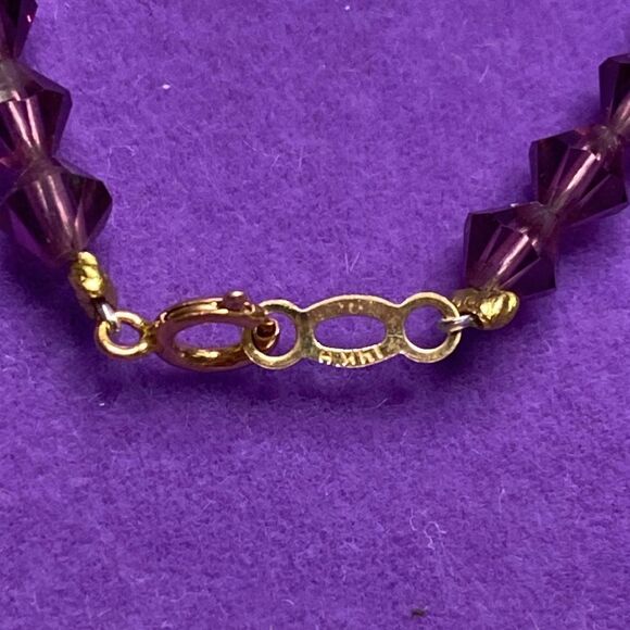 💛 Vintage 14k Gold & Purple/White Austrian Crystal Stacking Bracelet - Picture 5 of 5